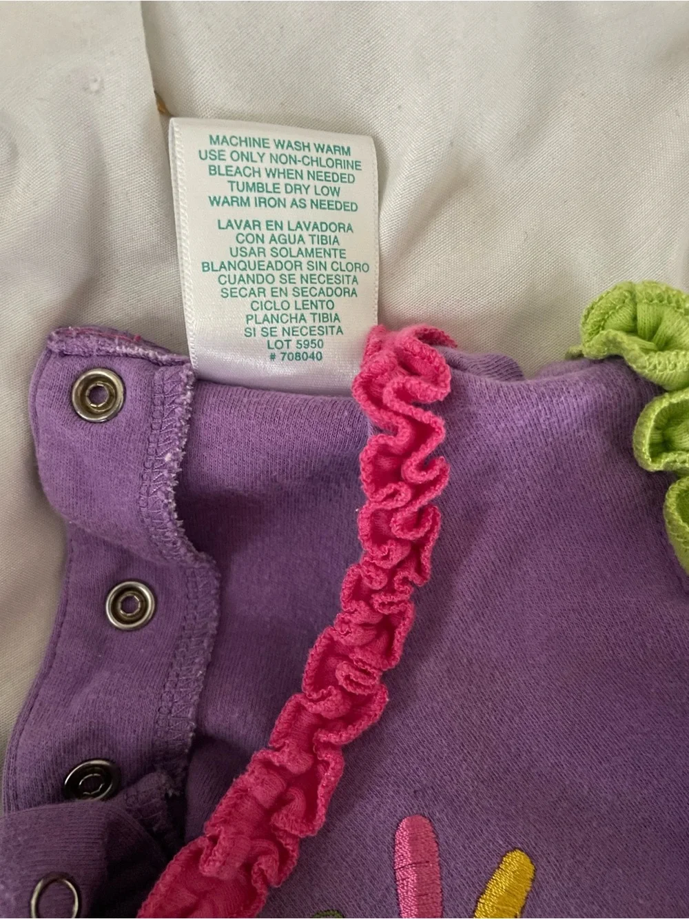 Vintage Y2K Okie Dokie Baby Girl Ruffle Romper Purple Dragonfly Embroidered 3-6m